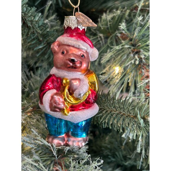 Vintage Santa Bear Thomas Pacconi Hand Blown Glass Christmas Ornament - Picture 1 of 6